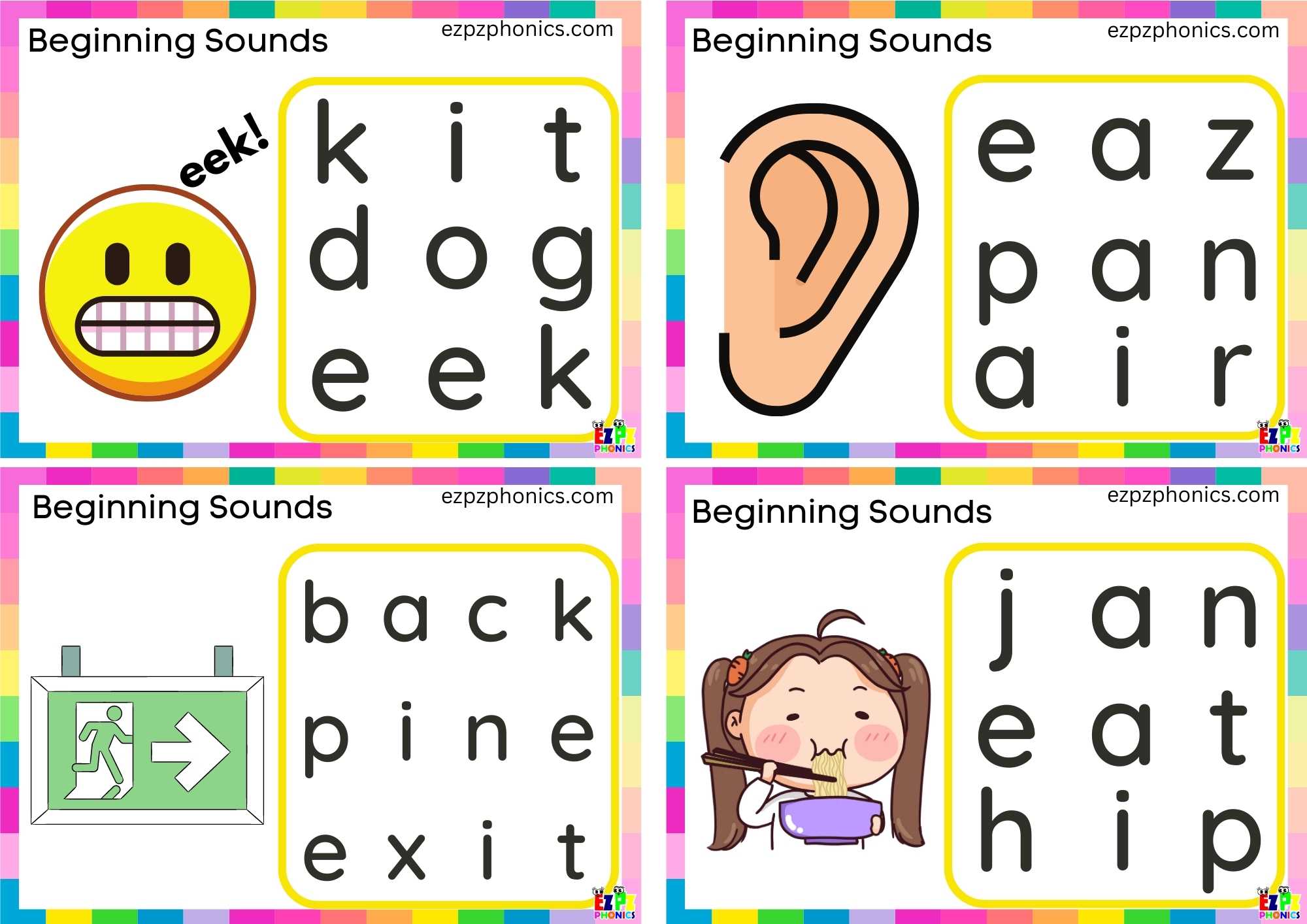 Letter E Word Search Card 1